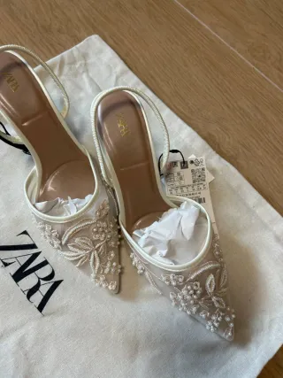 Zapatos Zara abalorios destalonado mesh 35