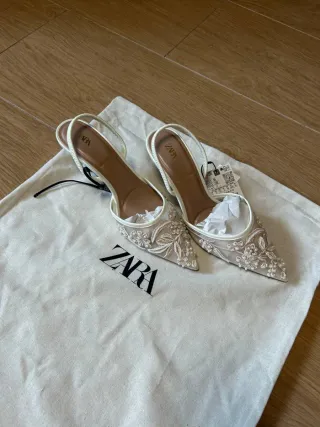 Zapatos Zara abalorios destalonado mesh 35