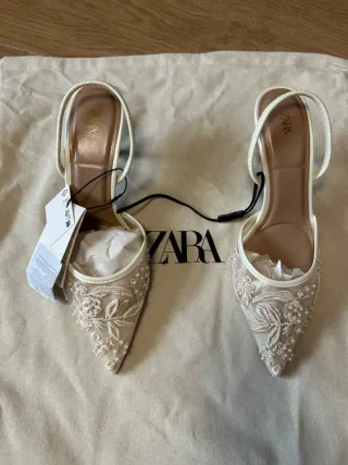 Zapatos Zara abalorios destalonado mesh 35