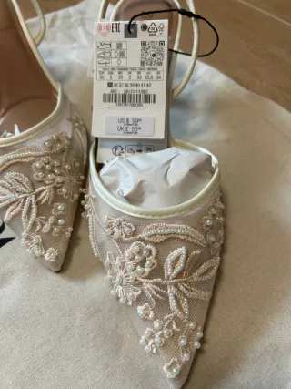 Zapatos Zara abalorios destalonado mesh 35