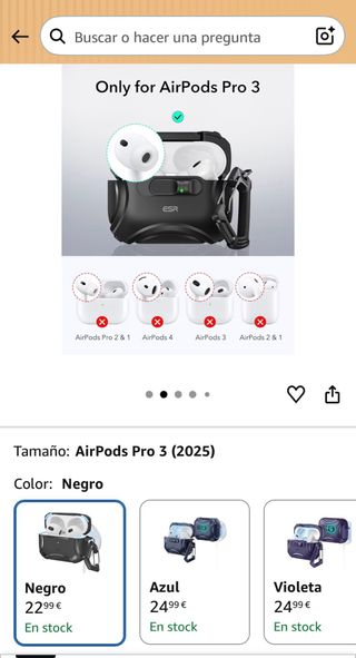 Funda AirPods Pro 3 Negra ESR