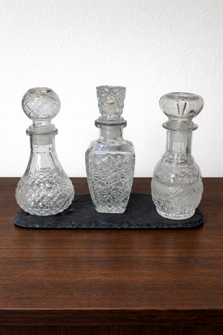 Set de 3 Frascos Vintage de Cristal Tallado con