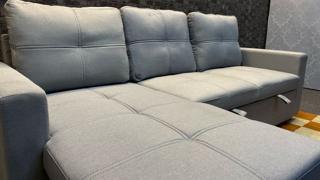 Sofá Pau Gris Claro Moderno de Tela de 3 Plazas