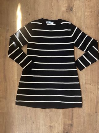 Vestido de punto Zara rayas blanco y negro