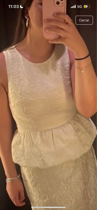 Top Zara bordado blanco talla M