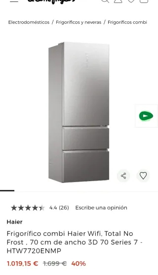 Frigorífico Haier HTW7720ENMP