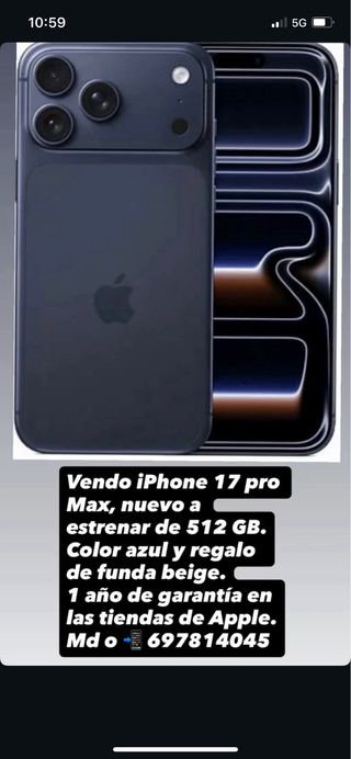 iPhone 17 Pro Max 512GB Azul + Funda