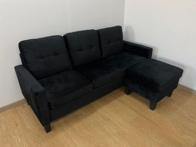 Sofa con Puff Convertible a Chaise Longue 184cm