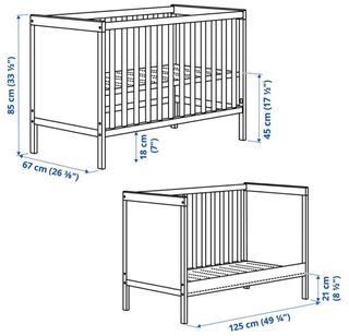 Cuna blanca para bebé +colchón y funda de colchón