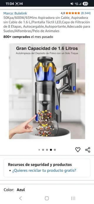 NUEVA en su caja. Aspiradora Bulelink sin Cable 50