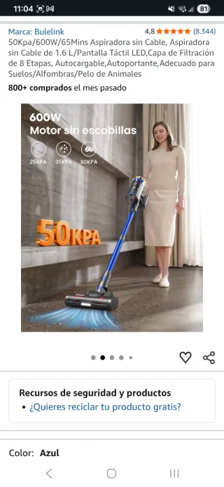 NUEVA en su caja. Aspiradora Bulelink sin Cable 50