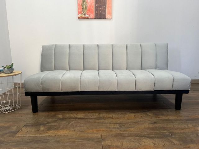 Sofá Cama Cali Terciopelo Gris o Azul – Ideal para Espacios Pequeños