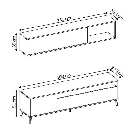 Muebles de salón de Barcelona 180 cm – Diseño retro vintage