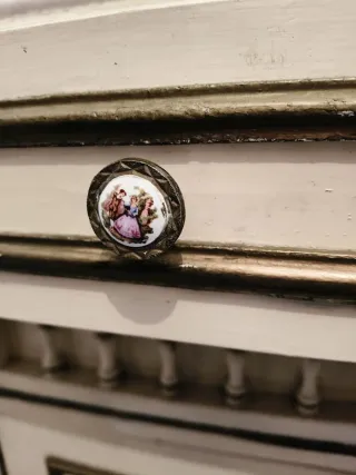 Mueble recibidor mármol y oro