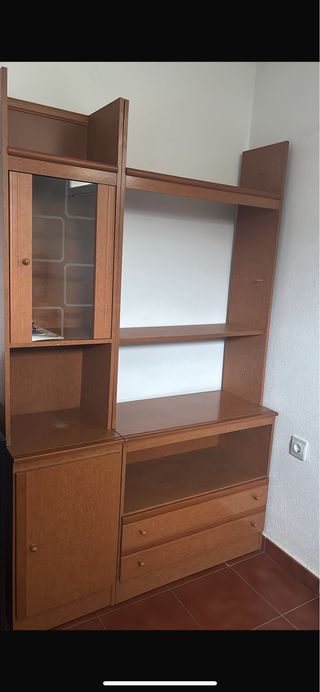 Mueble recibidor madera y cristal