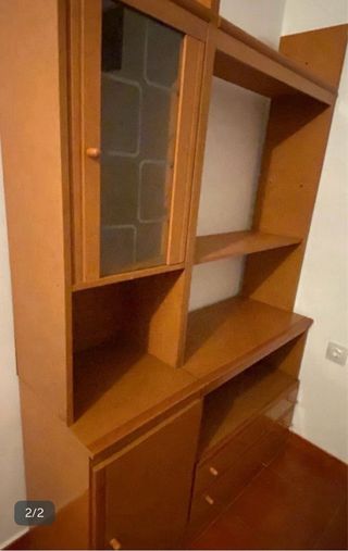 Mueble recibidor madera y cristal