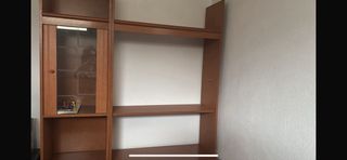 Mueble recibidor madera y cristal