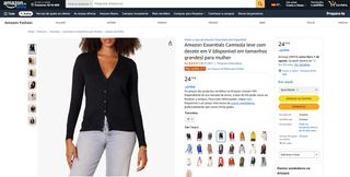 Amazon Casaco leve com decote em V Tam:L (128)