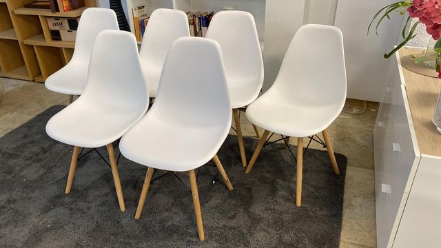 Pack de 6 nuevas sillas nórdicas blancas Eiffel en caja