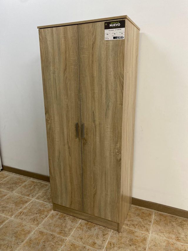 Armario básico de 2 puertas - 80 cm de ancho - Disponible en blanco o madera