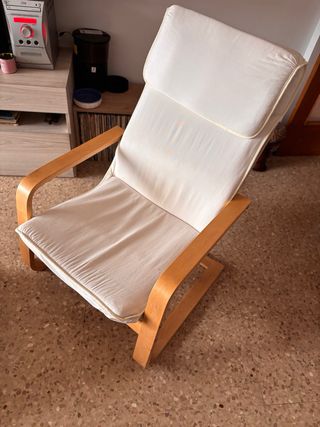 Sillón de madera Ikea funda algodón