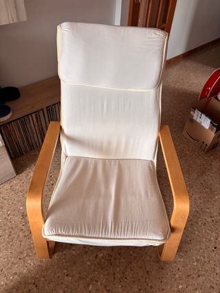 Sillón de madera Ikea funda algodón
