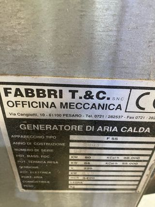 Estufa industrial Taller FABRRI F55