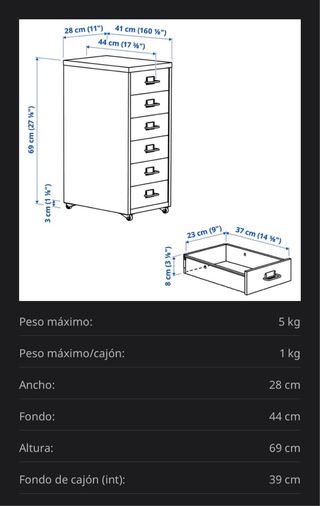 Cajonera Helmer Blanca Metal