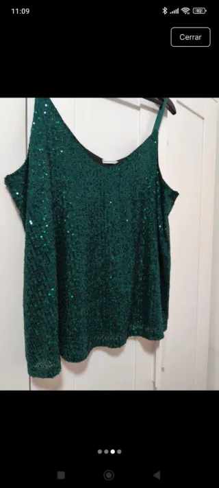 Top lentejuelas verde Encuentro Talla XL