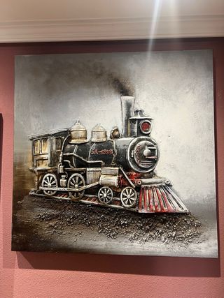 Cuadro Coche Clásico Azul y Dorado