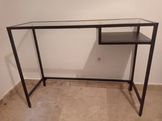 Mesa tocador negra cristal y metal