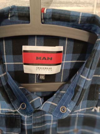 Camicia Karo uomo a scacchi blu XL