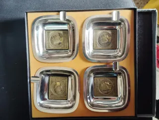 Juego 4 Ceniceros Vintage Acero Coleccionable