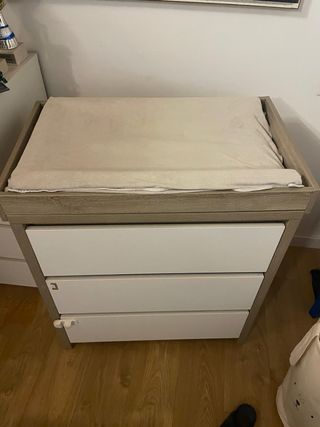 Cómoda cajonera 3 cajones madera y blanco