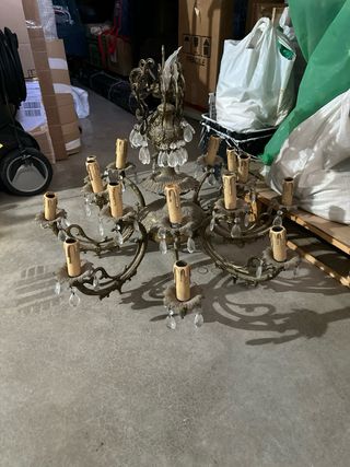 Lámpara de bronce, con 16 brazos