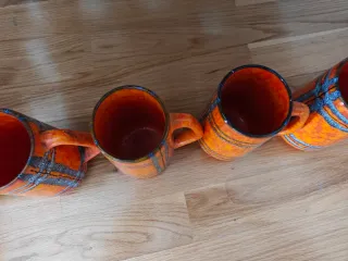 Juego 6 tazas porcelana naranja