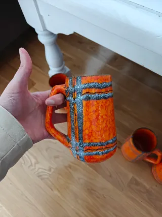 Juego 6 tazas porcelana naranja