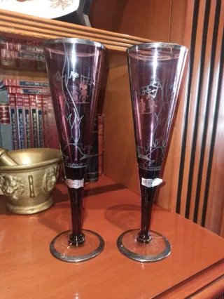 Copas de cristal con plata de ley