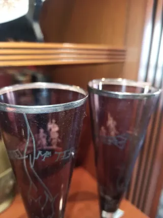 Copas de cristal con plata de ley