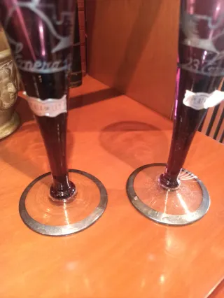 Copas de cristal con plata de ley