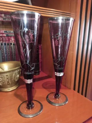 Copas de cristal con plata de ley