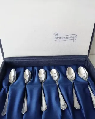 Set 6 cucchiaini antichi argento 800 firmati