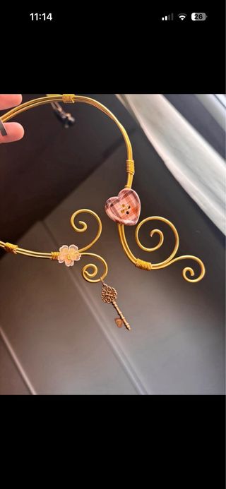 Collana girocollo fairy core con cuore e chiave