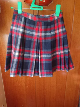 Minifalda lana cuadros rojo/negro/beige T38/40