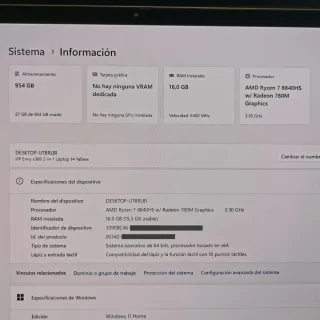 Portátil táctil 2 en 1 HP Envy x360 Ryzen 7 1TB