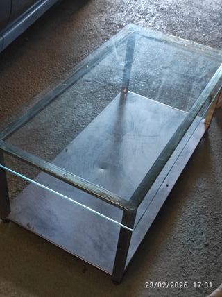 Mesa de centro cristal y acero inoxidable