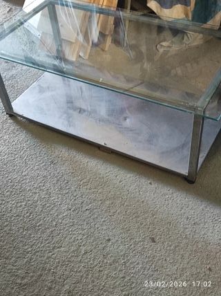 Mesa de centro cristal y acero inoxidable