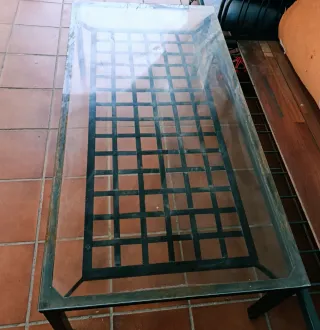 Mesa Jardín Hierro Forjado y Cristal