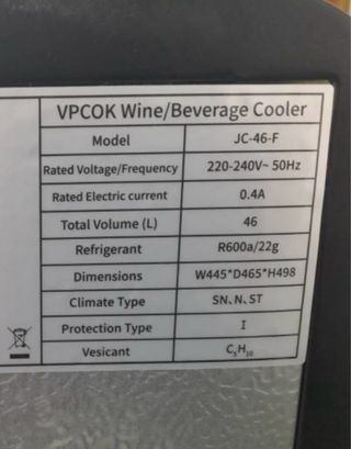 Nevera Botellero VPCOK Negra