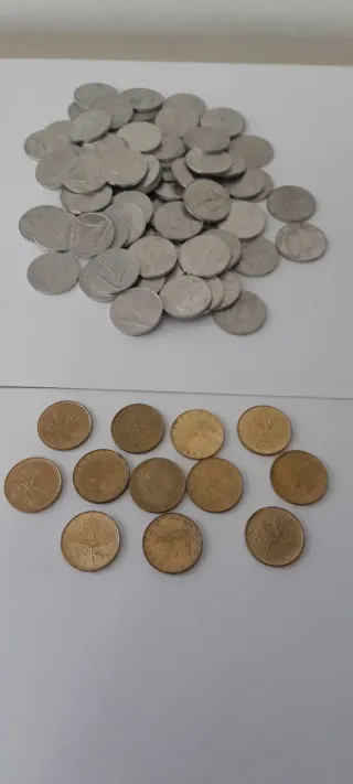 Lotto 70 monete 10 lire + 12 monete 20 lire